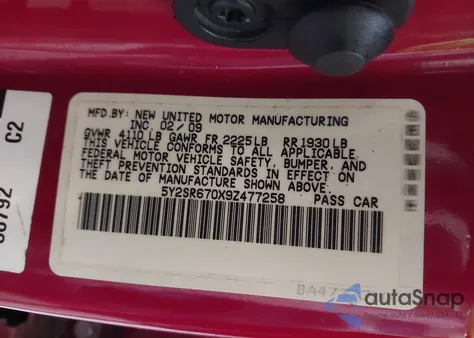 2009 Pontiac Vibe Gt from USA, damaged, VIN 5Y2SR670X9Z477258